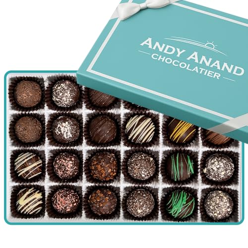 Andy Anand Luxurious Dark Chocolate Truffles Gift Box, 24 Pieces, Handmade Gourmet Flavors - Perfect...