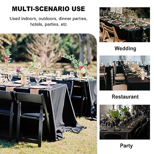 Image of sancua 8 Pack Black Tablecloth 90 x 132 Inch - Rectangle Table Cloth for 6 Feet Tables Stain and Wrinkle Resistant Washable Polyester Table Cover for Dining Wedding Banquet Party Buffet Restaurant