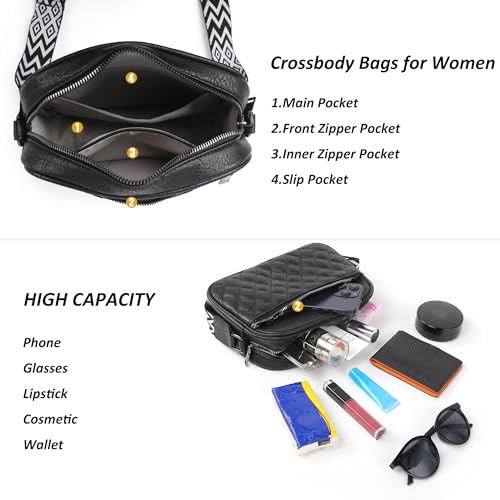 Image of TANTOMI Crossbody Purses for Women Leather Purse Shoulder Handbags with Wide Strap, Small Crossbody Bags for Women Travel