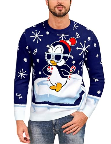 Ya en mundofriki.es: Demegimi Jersey Hombre Navidad Divertido Suéter para Invierno Jersey Navideño Feo de Pingüinos Redondo Pullover de Punto