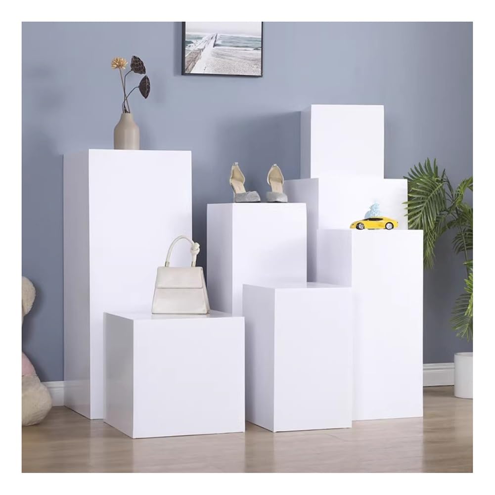 Quadratischer Präsentationsständer, Schaufensterpuppe, Präsentationsdisplay für Partys, Mehrzweck-Plattform für Brautgeschäft, Vitrine (weiß, 40 x 40 x 60 cm)