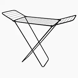 Varal De Chão Reforçado Com Abas 10M De Varal - Suporta 12kg Prático Para Roupas Diárias E Lavanderia (PRETO, 1,43X50X90cm)