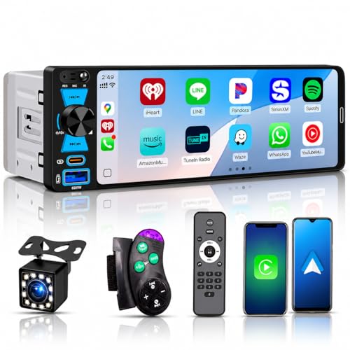 Radio para auto con pantalla táctil 6.5 pulg y CarPlay miniatura 1