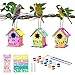 colmanda Casetta Uccelli Costruire Fai da Te, 3 Pack Casette per Uccelli da Dipingere Kit Casetta Uccelli Legno, Artigianato Casetta Uccelli in Legno Artigianato per Bambini Regalo (3 Pack)