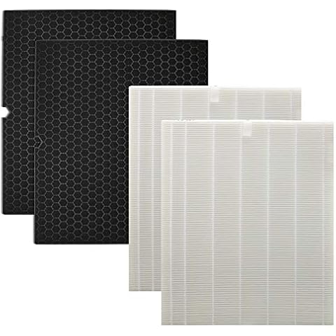 Smilyan 2 Sets 116130 Filter H Replacement for Winix 5500-2 Air Purifier, Includes 2 Pack Ture HEPA Filters + 2 Pack Activated Carbon Pre-Filters Cover