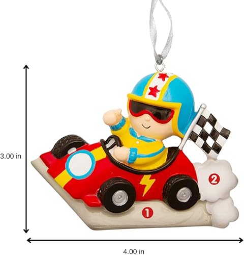Miniatura 10 de Adorno personalizado para árbol de Navidad, auto de carreras rojo, adorno artesanal personalizado para decoración de recuerdo para niños,