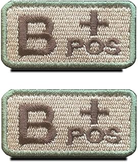 Zcketo Bundle 2 Pack 2inchx1inch Tactical Blood Type B+ Positive POS Hook and Loop Patch Embroidered Military Badge Emblem for Outdoors - Coyote Brown B+