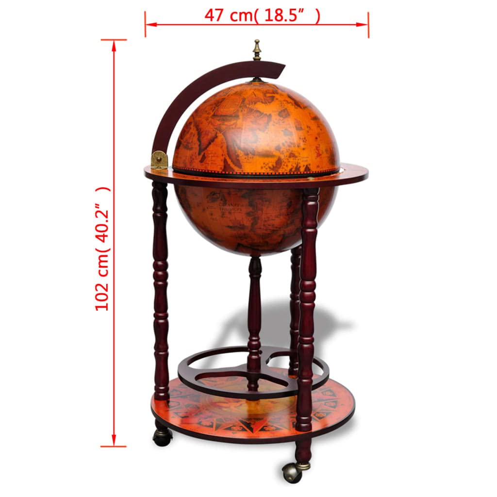 vidaXL Mueble Bar para Bebidas con Forma de Bola del Mundo Minibar Armario de Globo Terráqueo Clásico Vino Decoración de Madera de Eucalipto
