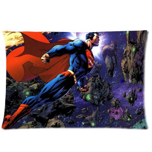Generic Custom Superman Pattern Rectangle Zippered Soft Throw Pillow Cover Pillow Cases Pillowcases Standard Size 20x30 (Twin sides)