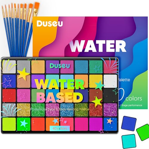 Duseu 40 Color Water Activated Face Painting Kit