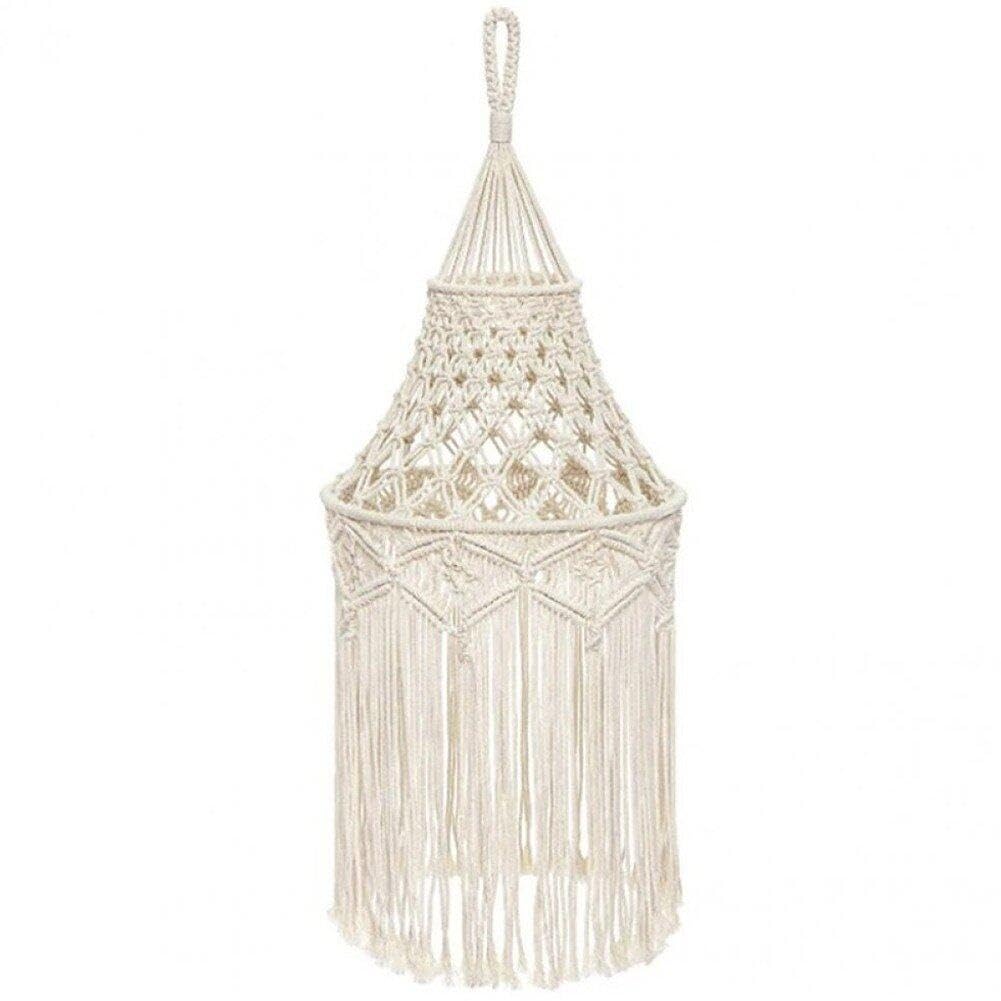 Casiler Beige Nordic Macrame Woven Tapestry Lampshade Hanging Lamp Cover Ceiling Pendant Light For Home Bedroom Decorative