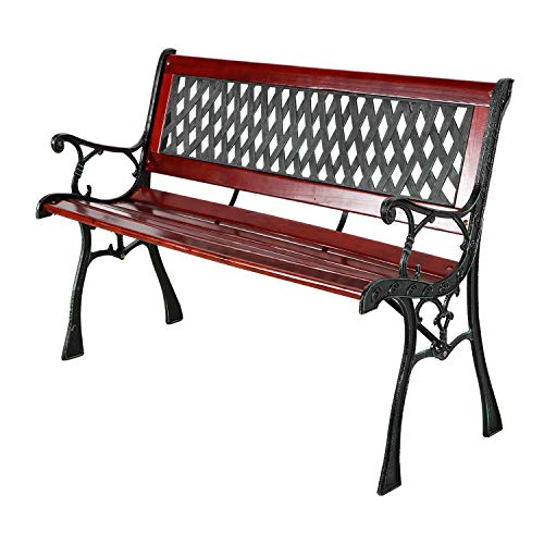 INDA-Exclusiv Massivholz Parkbank aus Matall Gartenbank Sitzbank Farbe Braun/Schwarz125 x 52 x 74 cm Cover