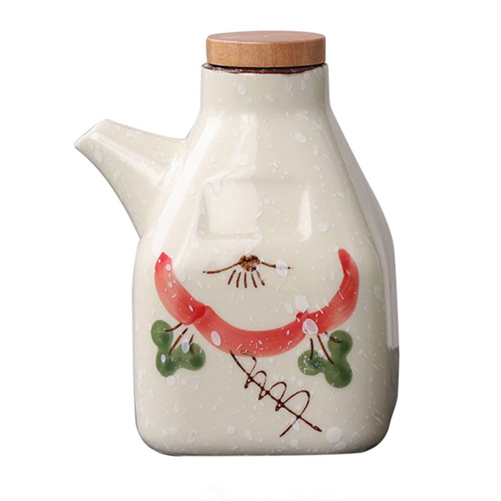 OnePine 350ml Ceramic Oil Dispenser Bottle, Soy Sauce Bottle Dispenser No Drip, Olive Oil Dispenser, Condiment Container with Lid