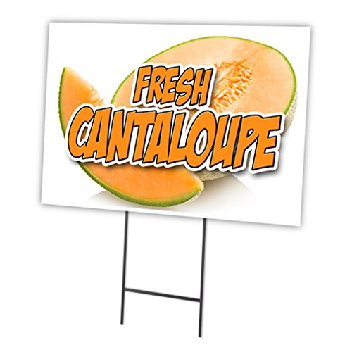 Fresh Cantaloupe 12"x16" Yard Sign & Stake Outdoor Plastic Window | Advertise Your Business | Stake Included Image On Front Only | Made in The USA
