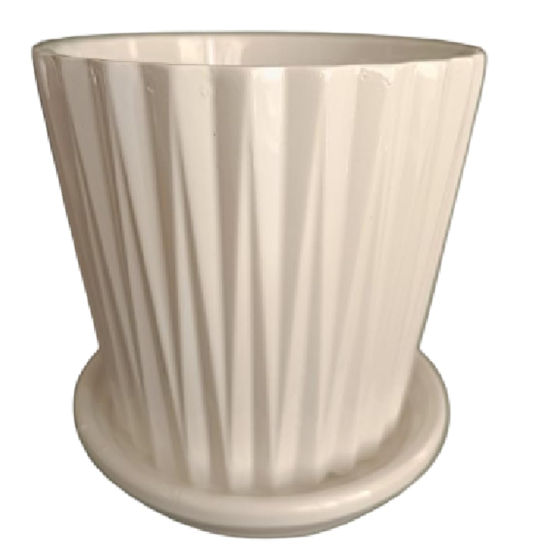 DDSS DD-168 Ceramic Pot Plant (11 * 11 * 11 CM) Flower Pots with Drainage Holes,Round for Plants with Saucer for Indoor Outdoor Garden Pots -White Vertical Strips (B0D77JN9M2) Amazon Price History, Amazon Price Tracker