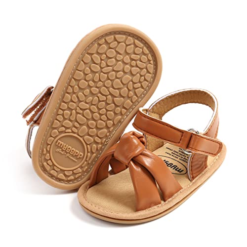Ihpcare Baby Girl Sandals Summer Outdoor Infant Shoes Anti Slip Rubber Sole First Walker Newborn Sandals, 04 Brown, 3-6 Months Infant #TOP6
