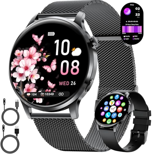 LIGE Montre Connectée Femme Ronde avec Fonction Téléphone 7,9 mm Fine 1,32