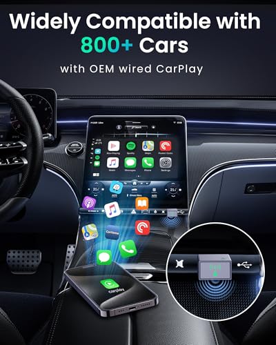 Wireless CarPlay Adapter for Apple,Plug and Play Convert Wired to Wireless Apple Car Play Adapters,Mini CarPlay Adapter USB Type-C for Cars from 2018,Compatible iOS 10+,Bluetooth 5.0+Wi-Fi 5.8GHz