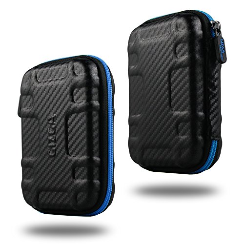 Image of Gizga Essentials Carbon Fiber Hard Drive Case Shell, 6.35cm /2.5-inch, Portable Storage Organizer Bag for Earphone USB Cable Power Bank Mobile Charger Digital Gadget Hard Disk, Water Resistance, Black