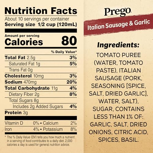 Image of Prego Italian Sausage and Garlic Meat Sauce, 44 OZ Jar (Pack of 2)
