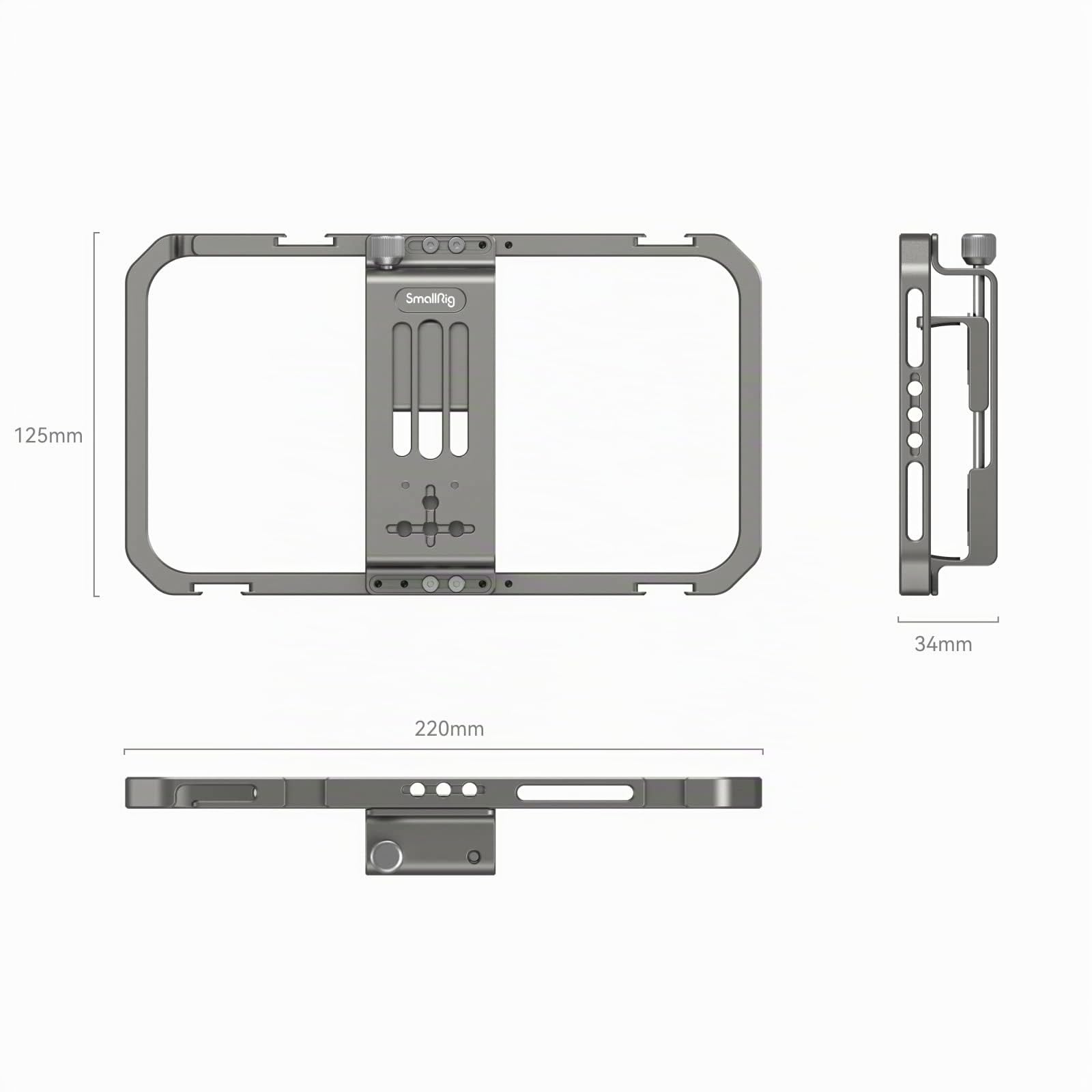 SMALLRIG Support de Téléphone Universel avec Support de Cold Shoe, Cage Vidéo pour Smartphone en Alliage d'Aluminium, pour Vlogging, la Diffusion en Direct et la Réalisation de Films Mobiles - 2791B