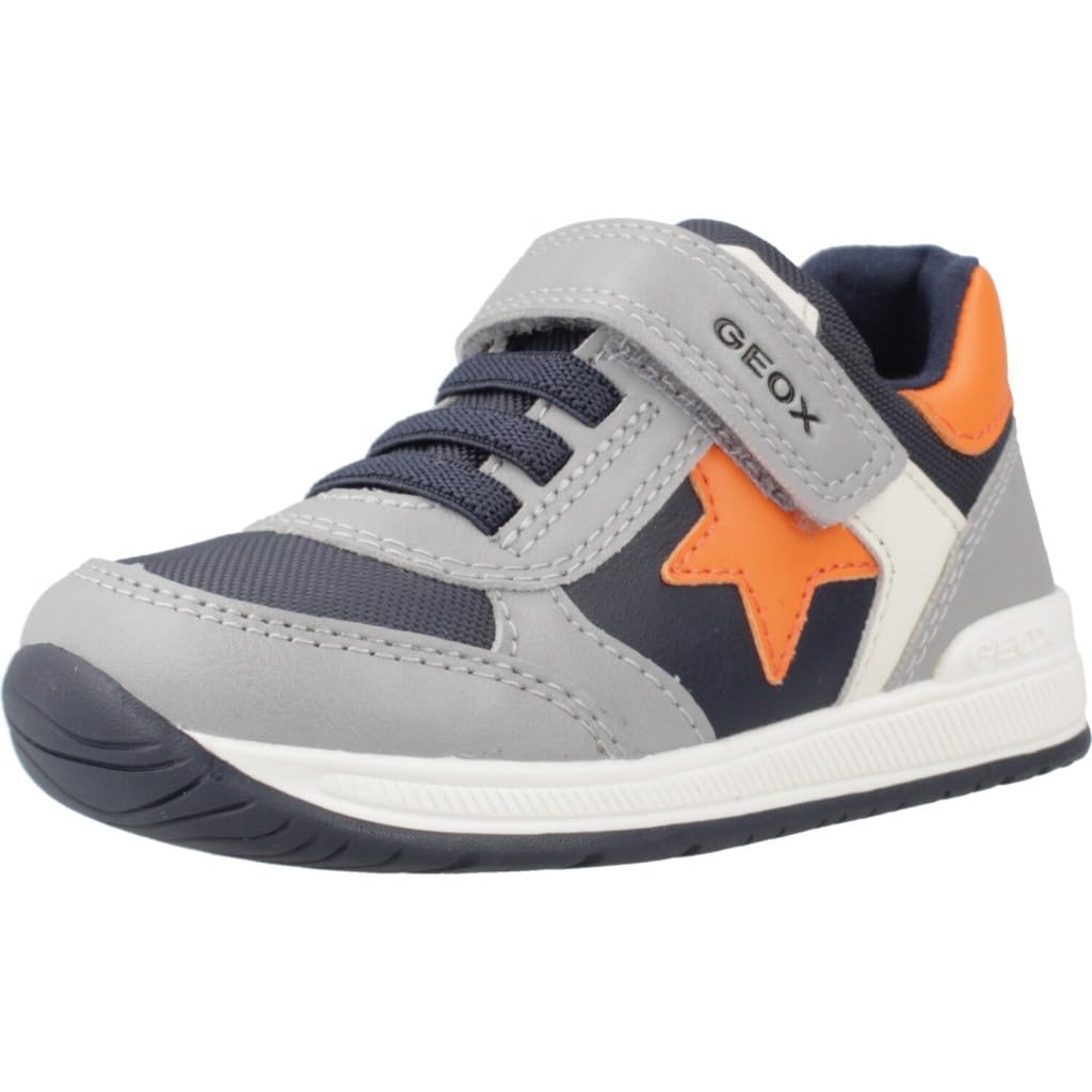 Geox Baby B Rishon Boy First Steps Grey/Orange, 23 EU
