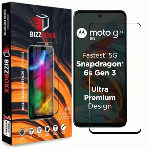Image of Compatible With Motorola g45 5G Tempered Glass Screen Protector Without Camera Cut Moto G 45 - High Definition, Shatterproof, Easy Install, Anti-Fingerprint (Moto g45 5G) - Pack of 1