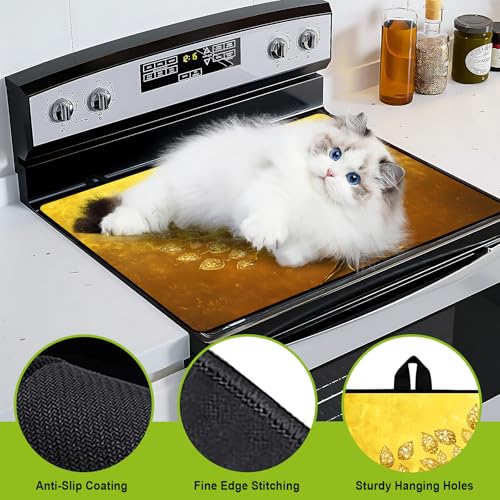 Image of BVBOX Stove Top Cover for Electric Stove, 28 inch x 20 inch Glass Cooktop Protector Mat with Hanging Loops, Anti-Scratch Non-Slip Dish Drying Mat, Washable Countertop Pad