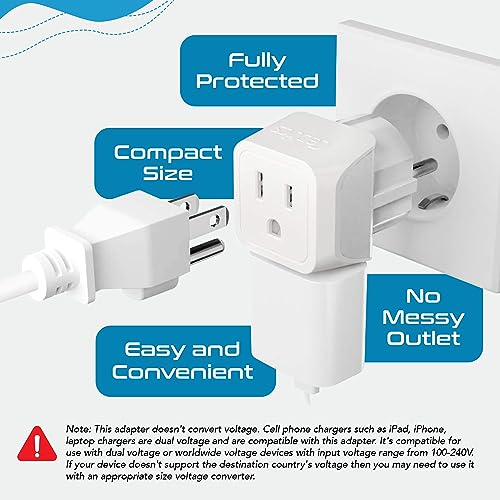 Ceptics Complete European Travel Adapter Set - 2 In 1 Usa to Europe, Germany, England, Spain, Italy, Iceland, France, (Type G, E/F, Type C) - 3 Pack, Safe Grounded Perfect for Cell Phones, Laptops - Image 3