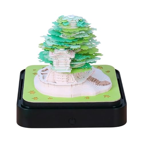 2026年3Dカレンダー、タイムピースカレンダー、3Dアートメモパッド 2026デスク装飾、付箋記録用ペーパー彫刻アートワーク、DIYクリスマスギフト(グリーンツリー)