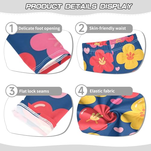 Colored Floral Girls Leggings Stretchy Dance Pants for Kids3