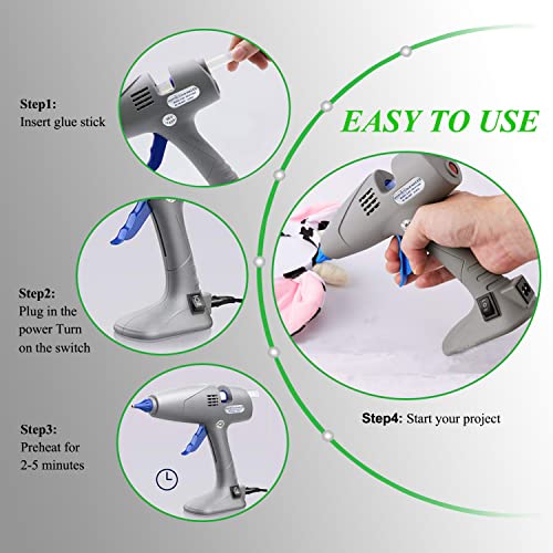 Image of Full Size Hot Glue Gun, MONVICT 120W&80W Glue Guns Dual Temp Large Industry Glue Gun, Corded Detachable Cord Use Stand-Up Base Anti-drip Hot Melt Glue Gun with 12 Glue Sticks for Art DIY Craft Repair