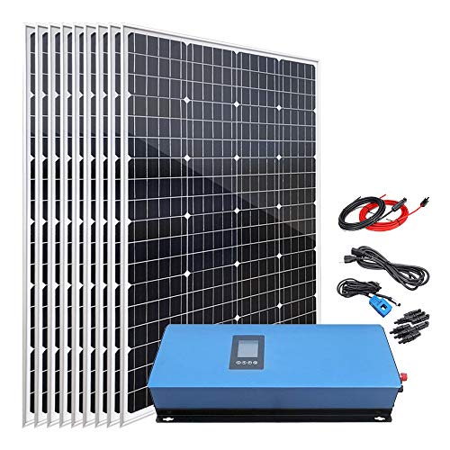 1080W Solar Panel Kit Home Grid Tie System On Grid Solar Kit with 9pcs 120W Monocrystalline Solar Panel and 2000W MPPT Solar Grid Tie Power Inverter