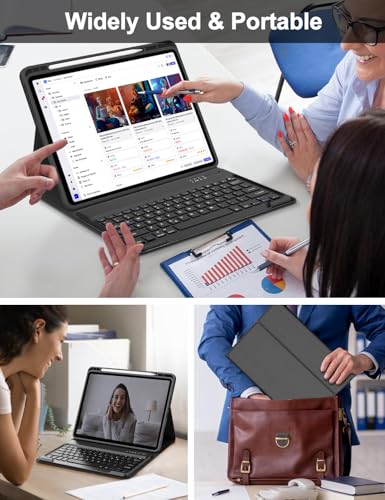Image of Keyboard Case for Redmi Pad Pro / Xiaomi Poco Pad 12.1 Inch Case with Keypad, Detachable Bluetooth Key Board Cover with Pen Holder for Xiaomi Redmi Pro 12.1 inch 2024 Release, Portable & Functional, Black
