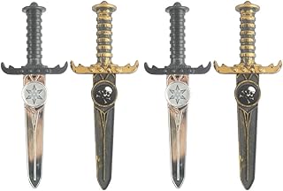 4 Pcs Small Pirate Sword Assassin Dagger Plastic Pirate Dagger for Pirate Costume Accessories Pirate Party Props Halloween Supplies