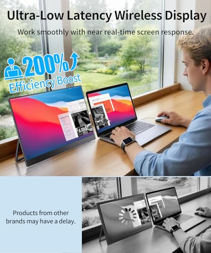 Image of MAGICRAVEN Wireless Portable Monitor with Battery- 16 inch 2.5K IPS Second Screen for Travel /Office, AirPlay & Miracast Casting, Up to 4 hrs Use, No Cables or Drivers Needed, Works with Laptop /PC /Phone