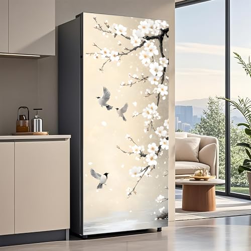 AOHMPT Self-Adhesive Refrigerator Wrap Set - Removable Vinyl Fridge Stickers Peel & Stick Door Mural Decor for Kitchen Bar Office 32.3x78.7