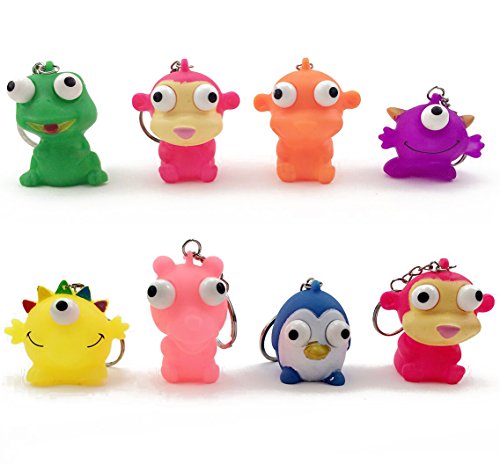 Fireboomoon Pack of 8 Raised Eyes Doll Anti Stress Ball Vent Animal Keychain Squeezing Toys Anti Stress Ball,Vent Animal Keychain,Squeezing Toys,Splat Ball,Stress Relief Balls,