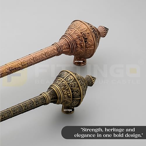 Image of Royal Gada Door Handle for Main Door /22 Inch Traditional Main Door Handle /Pull Push Handle for Home /Office /Hotels Doors - (Hole to Hole 450mm, Pack of 1) - PVD Rose Gold - 3 Years Warranty