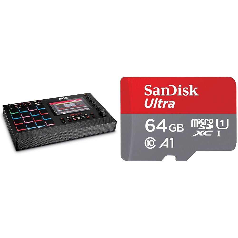 Akai Professional MPC Live II – Battery Powered Drum Machine and Sampler & SanDisk Ultra Android microSDXC UHS-I Memory Card 64GB + Adapter