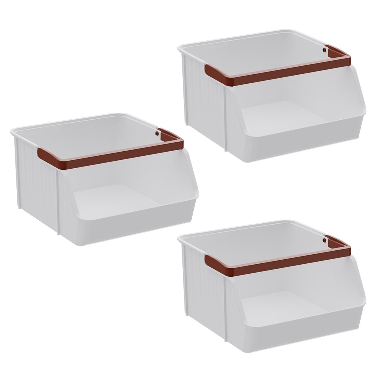 Oxxggkao Of 3 Space Saving Stackable Storage Bin for Closet Cabinet Shelf Desktop Organizers with Portable Handle Desktop Planner