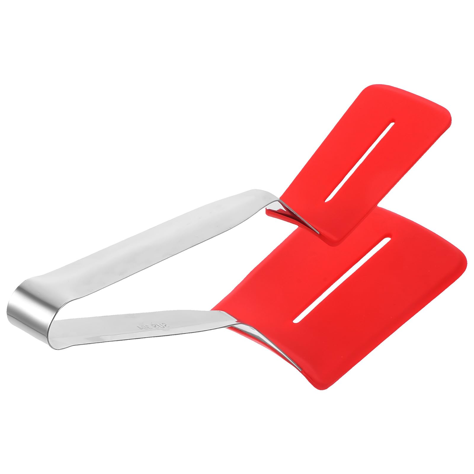 Stainless Steel Bbq Tong Clamp with Red Silicone Head, 304 Kitchen Cooking Gadget for Grilling, Extended Thickened Steak and Food Clamp, Suitable for Outdoor Barbecue and Camping