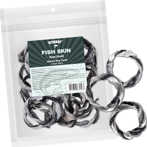 VITADAY 100% Fish Skin Dog Jerky Treats Ring (S) 3 oz 1-Pack