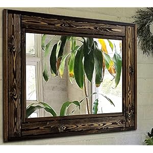 Herringbone Reclaimed Wood Framed Mirror Available in 5 Sizes 20 Stain colors Shown in Dark Walnut Wall Mirror Wall Mirror Decorative Rustic Wall Mirror 22×24 24×30 36×30 42×30 60×30