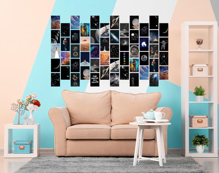 Image of Wall Collage Kit Aesthetic Pictures,Moon & Space Photo Collage Kit Dorm Room Decor for Teen Boy Girl,Trendy Room Decor Photo Collection for Bedroom (54pcs 4x6 inch)