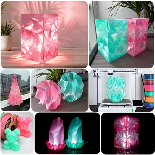 Image of OVV3D 3D Printer Filament Transparent PLA Filament 1.75mm, Pink Green Printing, + /- 0.02 mm, Fits Most FDM 3D Printers, Translucent 3D Filament 1kg Spool