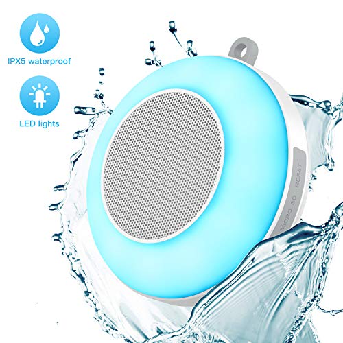 Waterproof Bluetooth Speaker, Ranipobo Shower Speaker, Touch Control 3 Warm Light & 7
