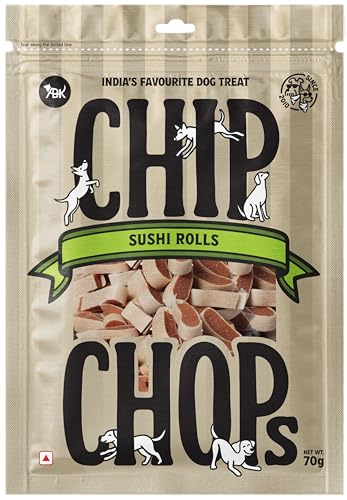 Image of Chip Chops Dog Treat, 70g, Tasty & Nutritious Dog Snack (Sushi Rolls, Pack of 1)