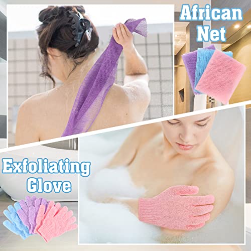 6 Pack African Net Sponge Exfoliating Glove Set, 3 Bath Sponge Body Scrubber Back Scrubber and 3 Pairs Exfoliating Gloves as Stocking Stuffers for Adults - Image 6