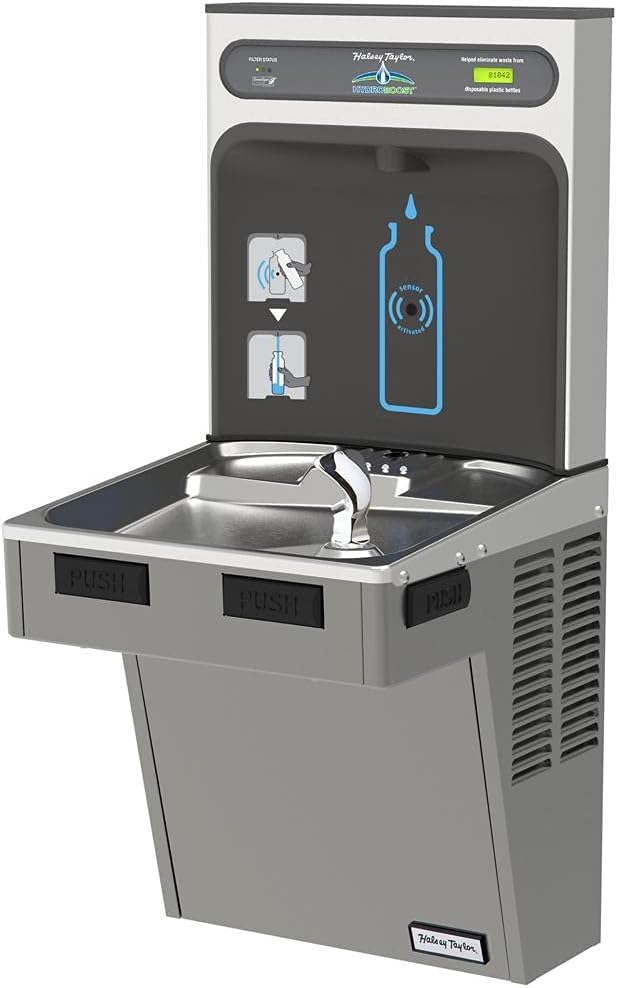 Halsey Taylor HTHB-HAC8PV-WF HydroBoost Refrigerated Bottle Filling Station W/Filter, Platinum Vinyl